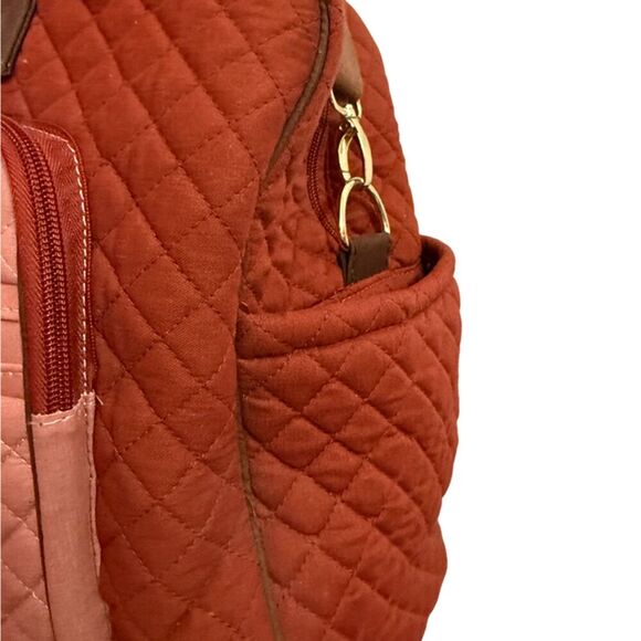 Quilted Puffer Pink Orange-ish Brown Large Travel Bag - Picture 8 of 10